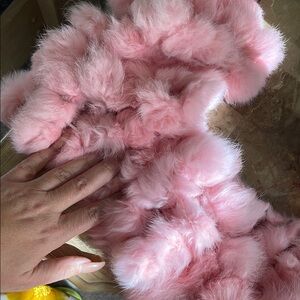 Fluffy Pink rabbit Fur Scarf